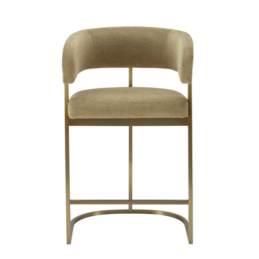 Modrest Sebastian - Modern Brown Fabric + Antique Brass Counter Chair