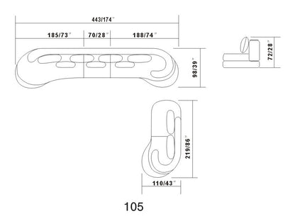 Divani Casa Rodus - Modern White Leather Curved Sectional Sofa with Wood Trim