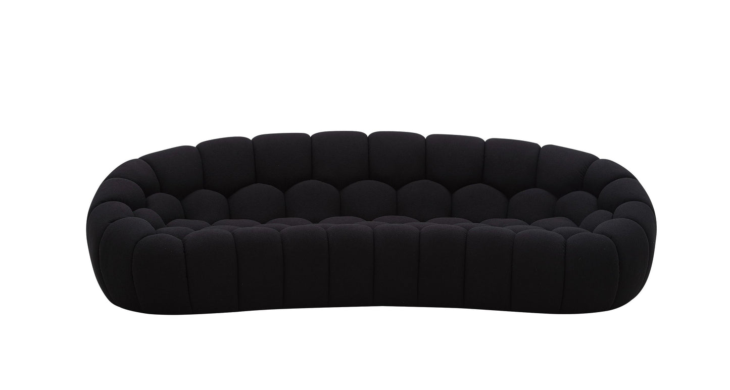 Divani Casa Yolonda - Modern Curved Black Fabric Sofa