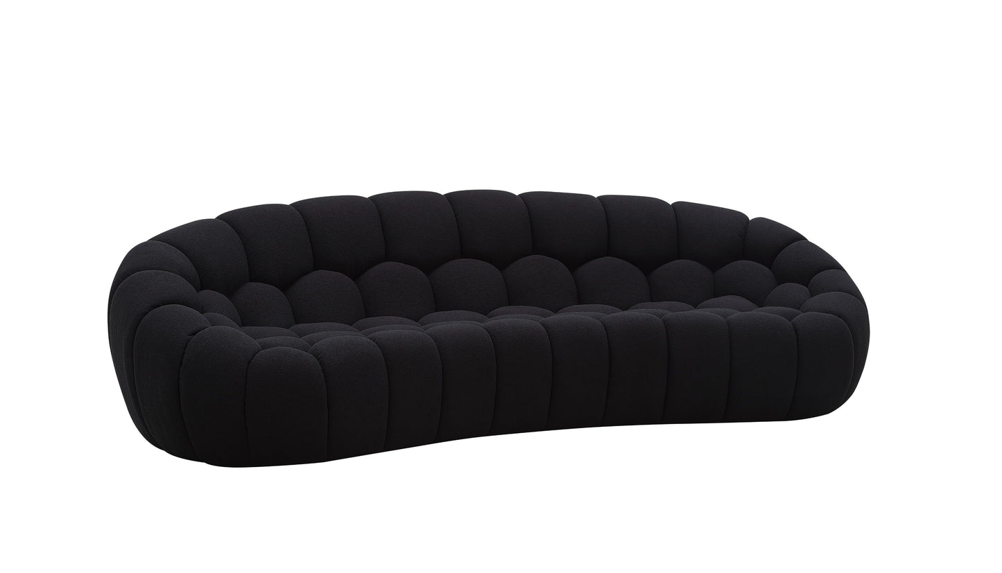 Divani Casa Yolonda - Modern Curved Black Fabric Sofa