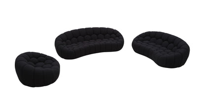 Divani Casa Yolonda - Modern Curved Black Fabric Sofa Set