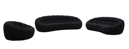 Divani Casa Yolonda - Modern Curved Black Fabric Sofa Set