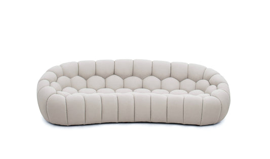 Divani Casa Yolonda - Modern Curved Beige Fabric Sofa