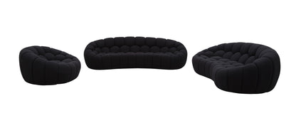 Divani Casa Yolonda - Modern Curved Black Fabric Sofa Set