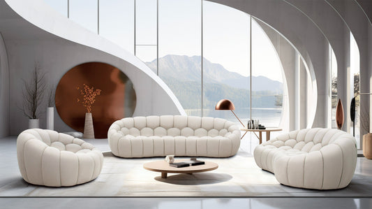 Divani Casa Yolonda - Modern Curved Beige Fabric Chair