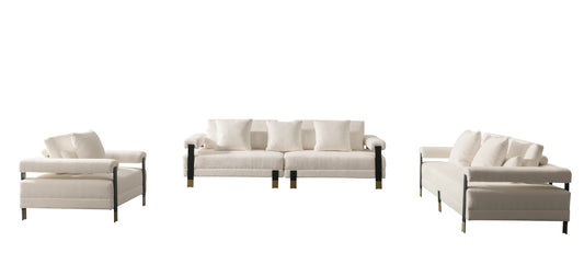 Divani Casa Stratford - Modern Off-White Fabric 4-Seater Sofa