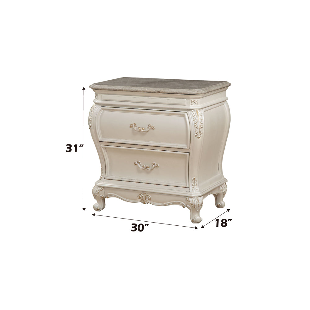 Chantelle Nightstand W/Marble Top