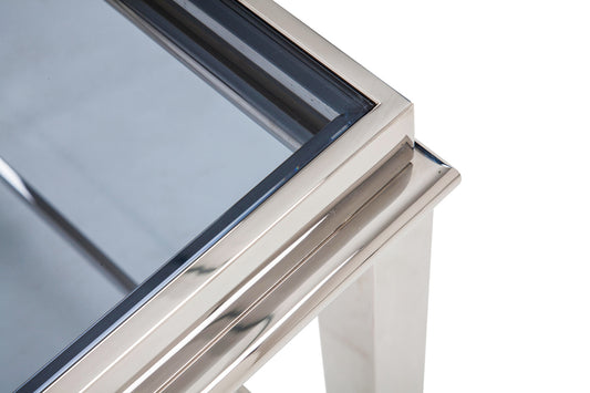 Modrest Agar Modern Glass & Stainless Steel End Table