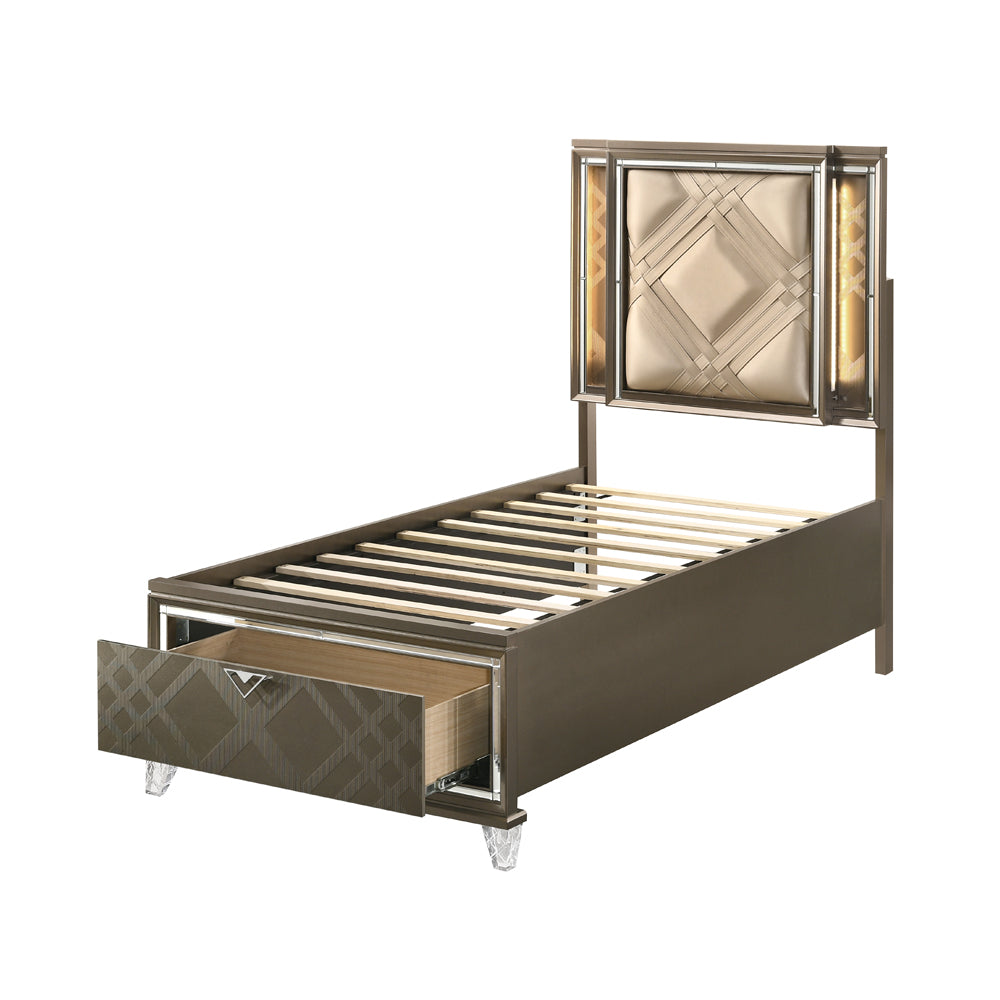 Skylar Twin Bed W/Led & Storage