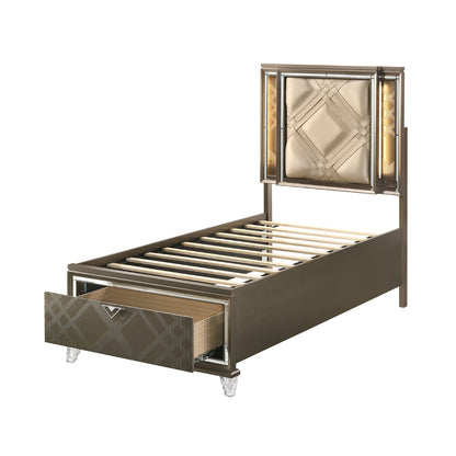 Skylar Twin Bed W/Led & Storage