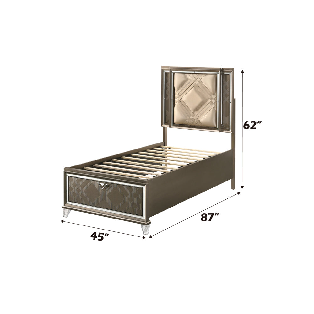 Skylar Twin Bed W/Led & Storage