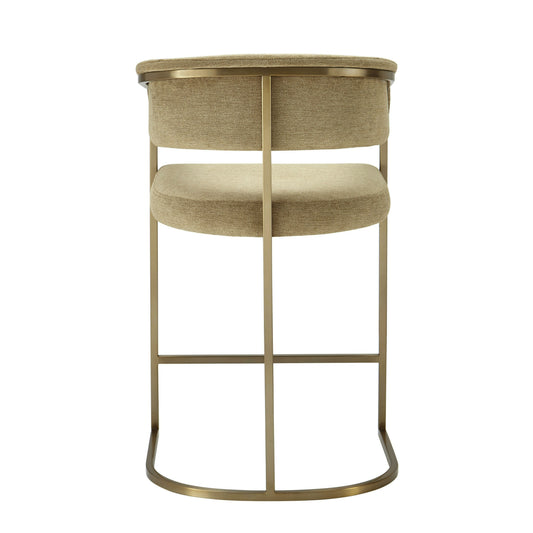 Modrest Sebastian - Modern Brown Fabric + Antique Brass Counter Chair