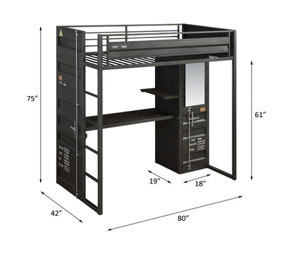 Cargo Twin Loft Bed W/Desk & Wardrobe