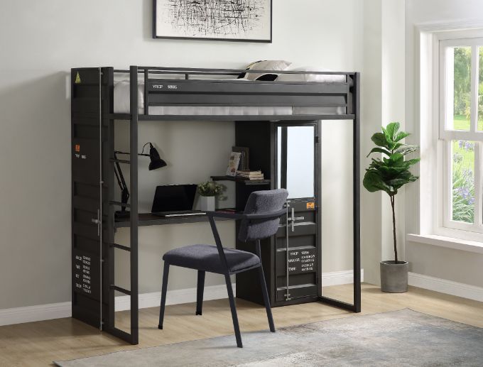 Cargo Twin Loft Bed W/Desk & Wardrobe