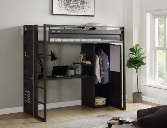 Cargo Twin Loft Bed W/Desk & Wardrobe