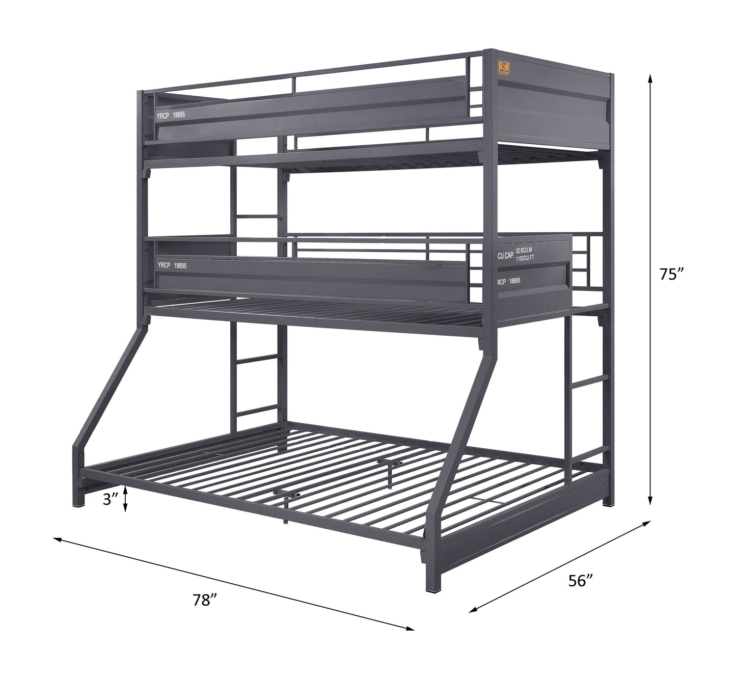 Cargo Twin/Twin/Full Bunk Bed