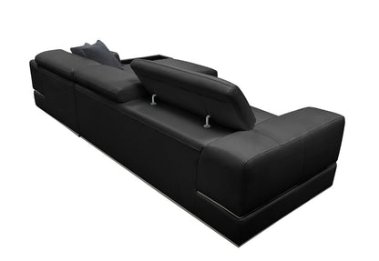 Divani Casa Pella Mini - Modern Black Leather Right Facing Sectional Sofa