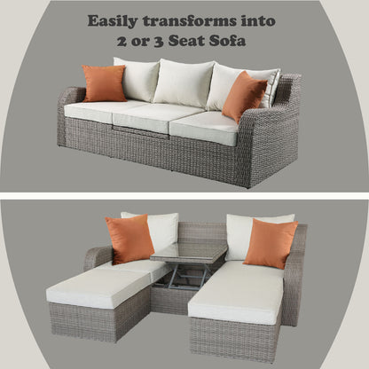 Salena Patio Sofa W/2 Pillows & 2 Ottomans