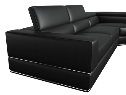 Divani Casa Pella - Modern Black Italian Leather U Shaped Sectional Sofa