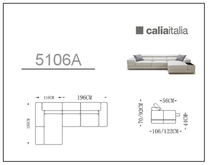 Divani Casa Pella Mini - Modern Black Leather Right Facing Sectional Sofa