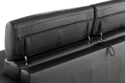Lamod Italia Sacha - Modern Black Leather Reversible Sectional Sofa Bed with Storage