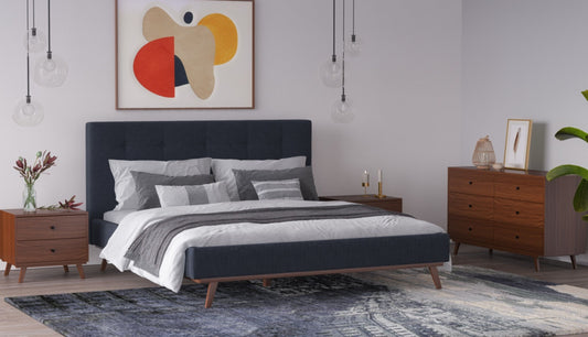 Modrest Addison Mid-Century Modern Grey & Walnut Bedroom Set