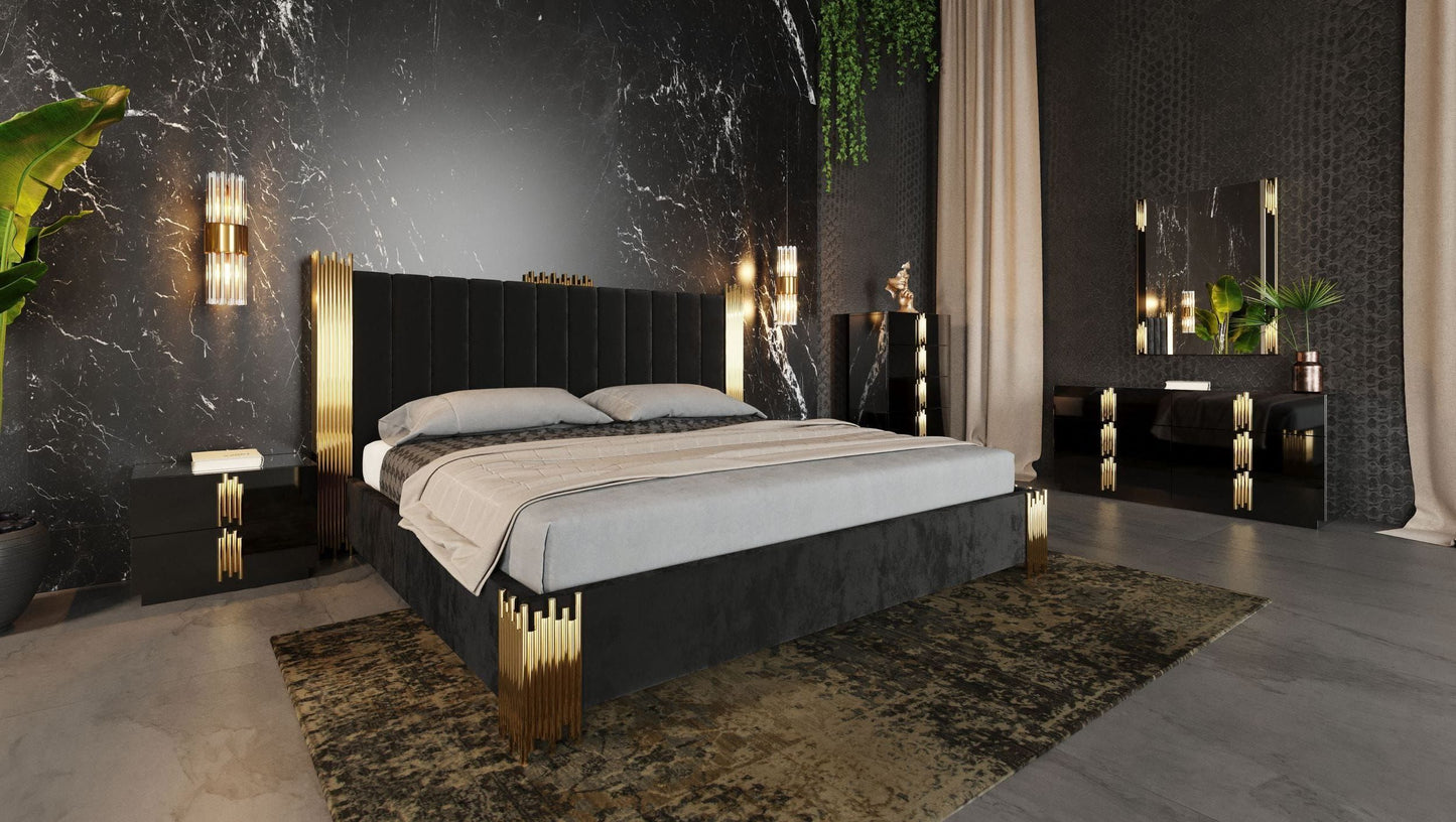Modrest Token Modern Black & Gold Bedroom Set