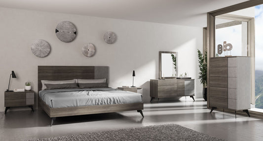 Nova Domus Palermo Italian Modern Faux Concrete & Grey Bedroom Set
