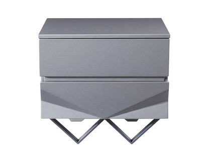 Modrest Duke Modern Grey Velvet & Black Gun Chrome 4-Piece Bedroom Set