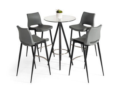 Modrest Dallas - Clear Glass and Black Metal Bar Table