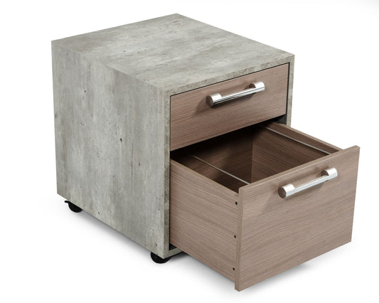 Nova Domus Boston Modern Brown Oak & Faux Concrete Office Small File Cabinet