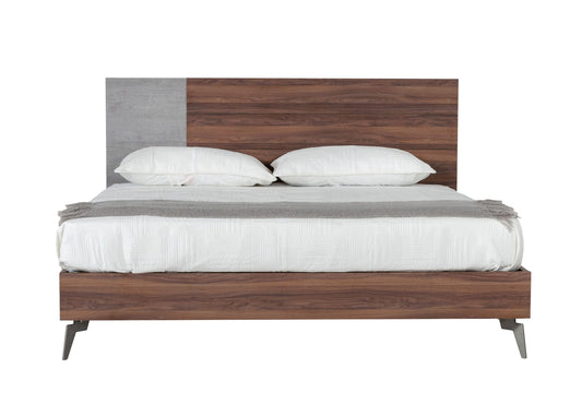 Nova Domus Palermo - Italian Modern Faux Concrete & Noce Bodrum 4-Piece Bedroom Set