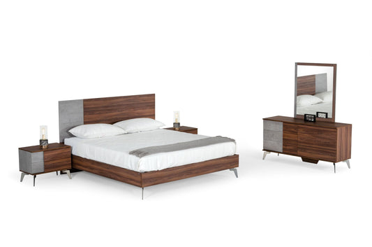 Nova Domus Palermo - Italian Modern Faux Concrete & Noce Bodrum Bedroom Set