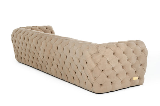 Lamod Italia Ellington- Italian Beige Nubuck Leather 4-Seater Sofa