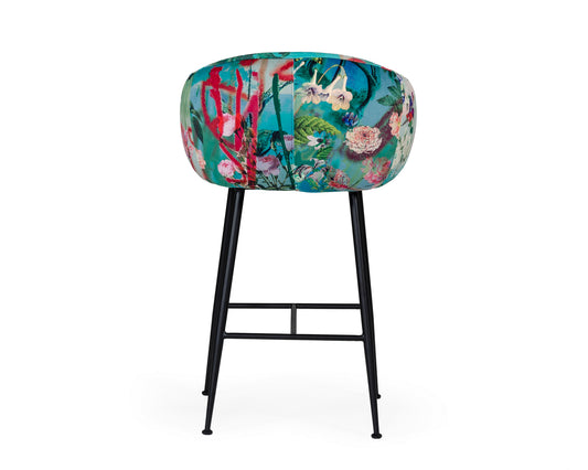 Modrest Roxann - Contemporary Floral Velvet Bar Stool