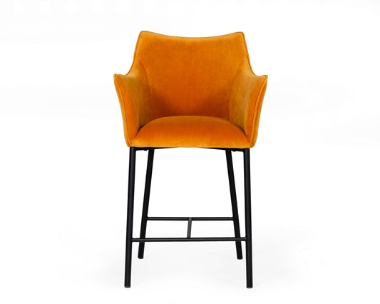 Modrest Exodus - Modern Orange Velvet Counter Stool