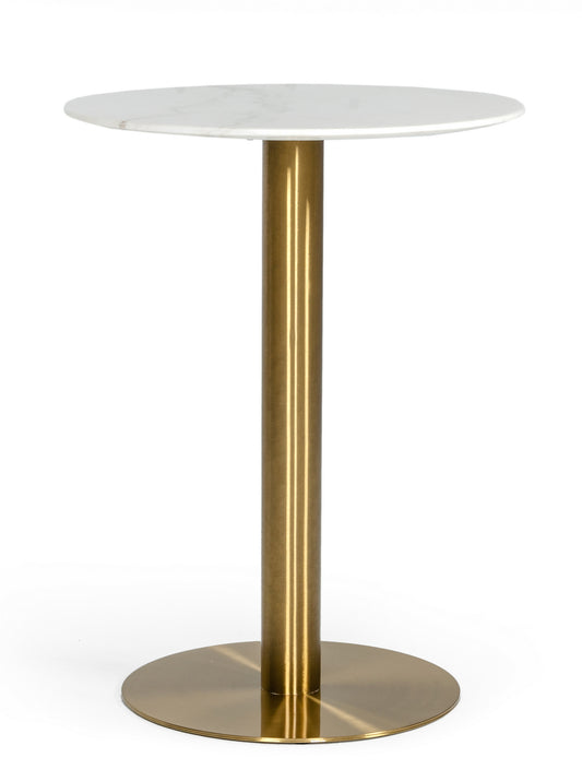Modrest Fairway - Glam White Marble and Brushed Gold Bar Table