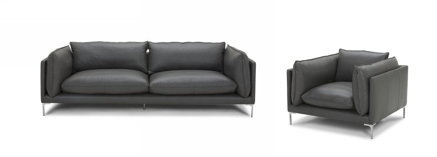 Divani Casa Harvest - Modern Grey Full Leather Chair