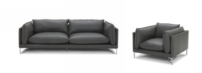 Divani Casa Harvest - Modern Grey Full Leather Chair