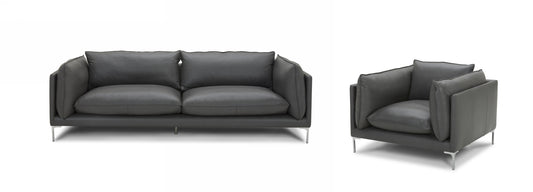 Divani Casa Harvest - Modern Grey Full Leather Chair