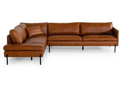 Divani Casa Sherry - Modern Cognac Leather Left Facing Sectional Sofa