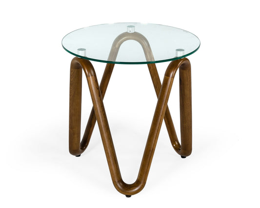 Modrest Lassen - Modern Glass & Walnut End Table