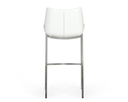 Modrest Dave - Modern White Leatherette Bar Stool (Set of 2)