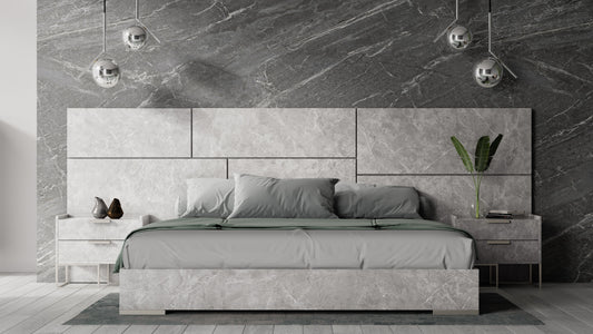 Nova Domus Marbella - Italian Modern Grey Faux Marble 4-Piece Bedroom Set