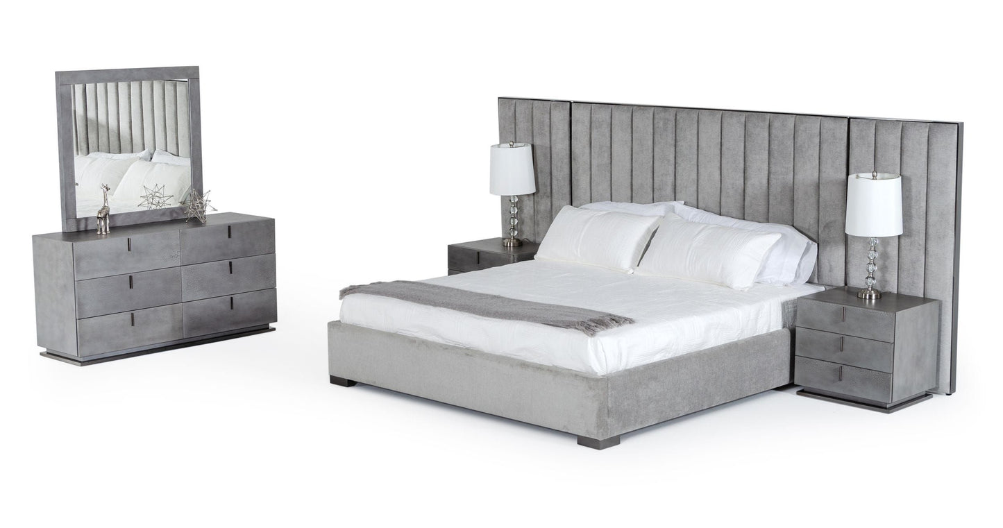 Modrest Buckley - Grey & Black Stainless Steel Bedroom Set