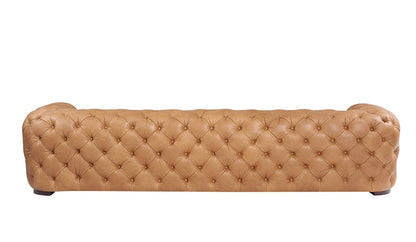 Divani Casa Dexter - Transitional Camel Full Italian Leather Tufted Sofa