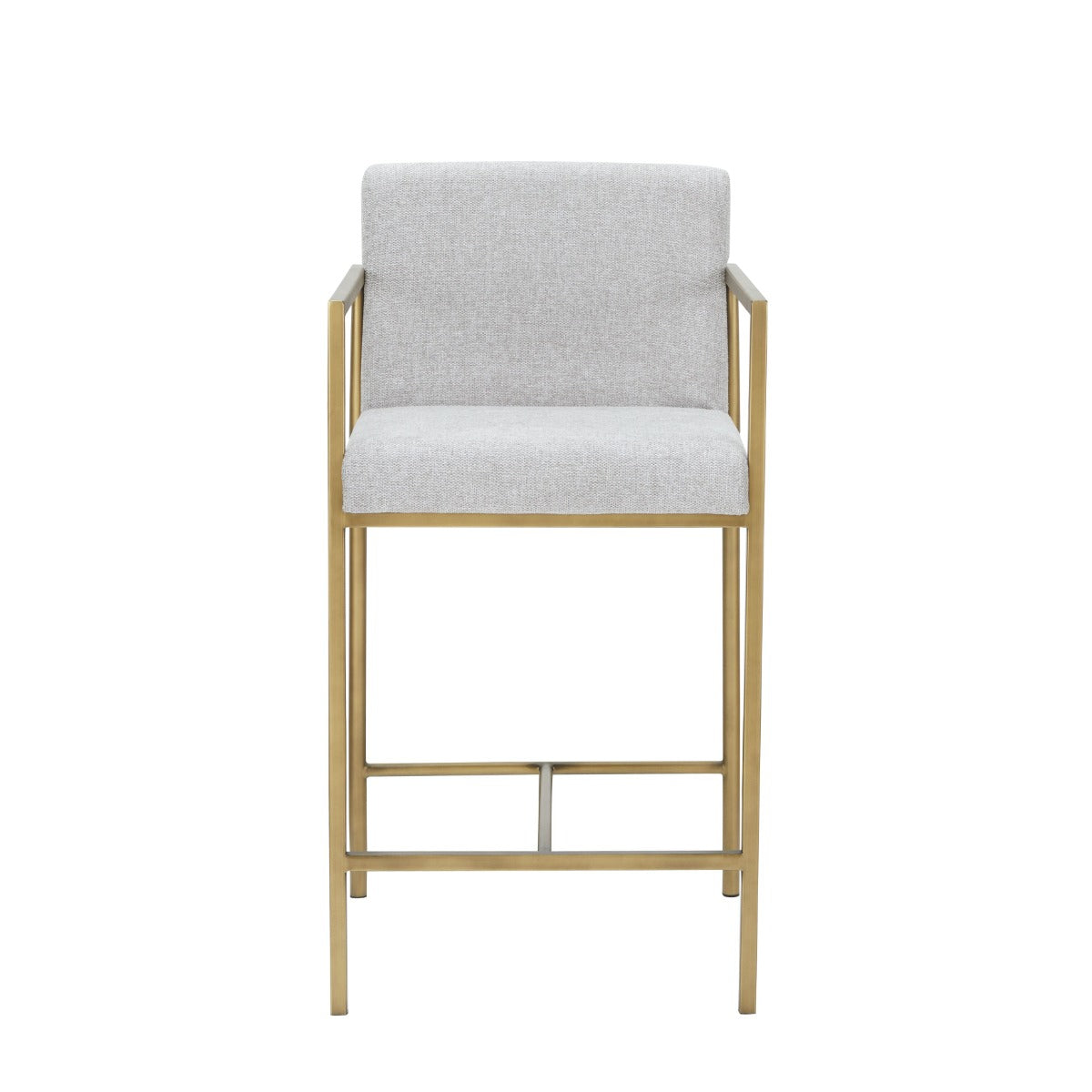Modrest Burnham- Contemporary Light Grey Fabric + Brass Counter Stool