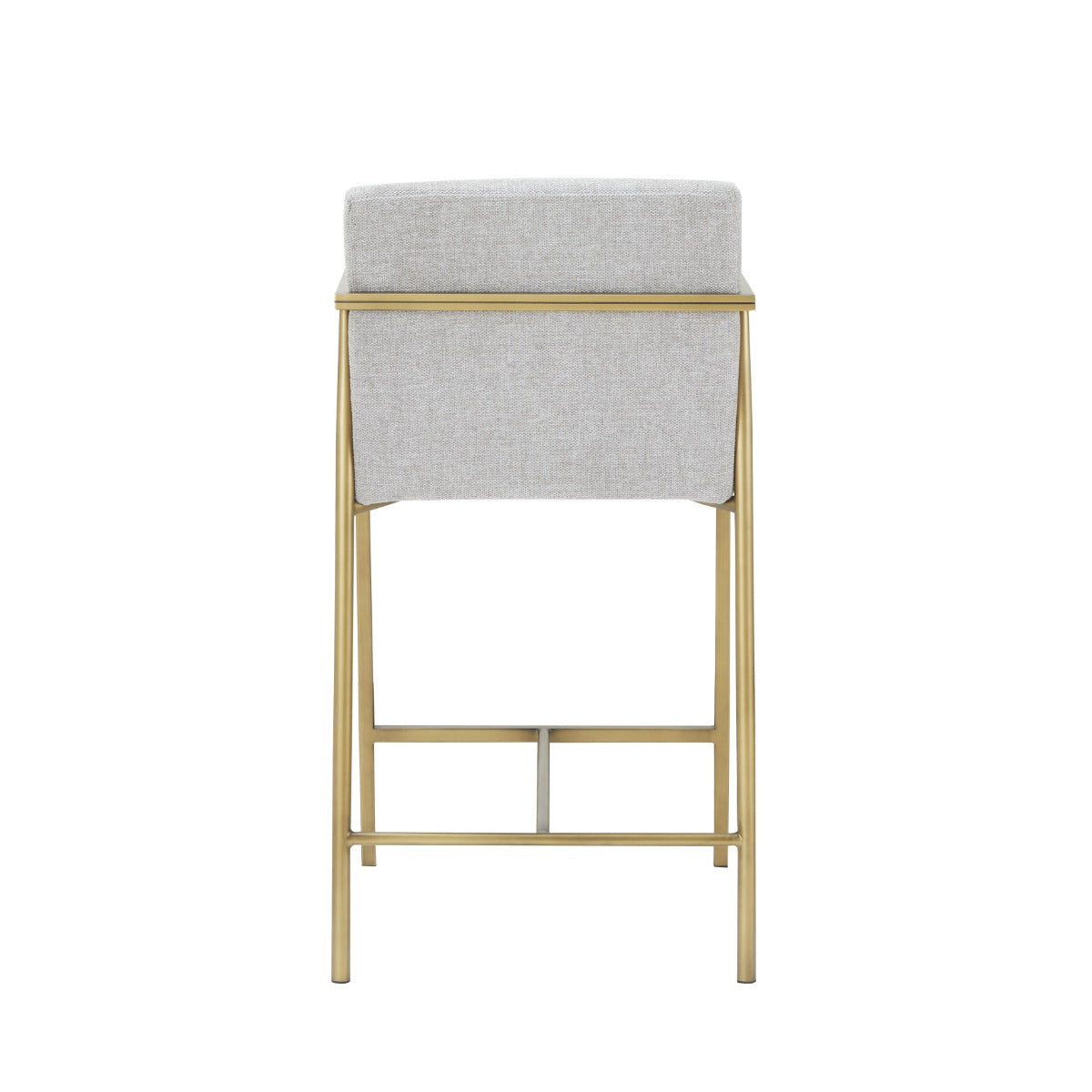 Modrest Burnham- Contemporary Light Grey Fabric + Brass Counter Stool