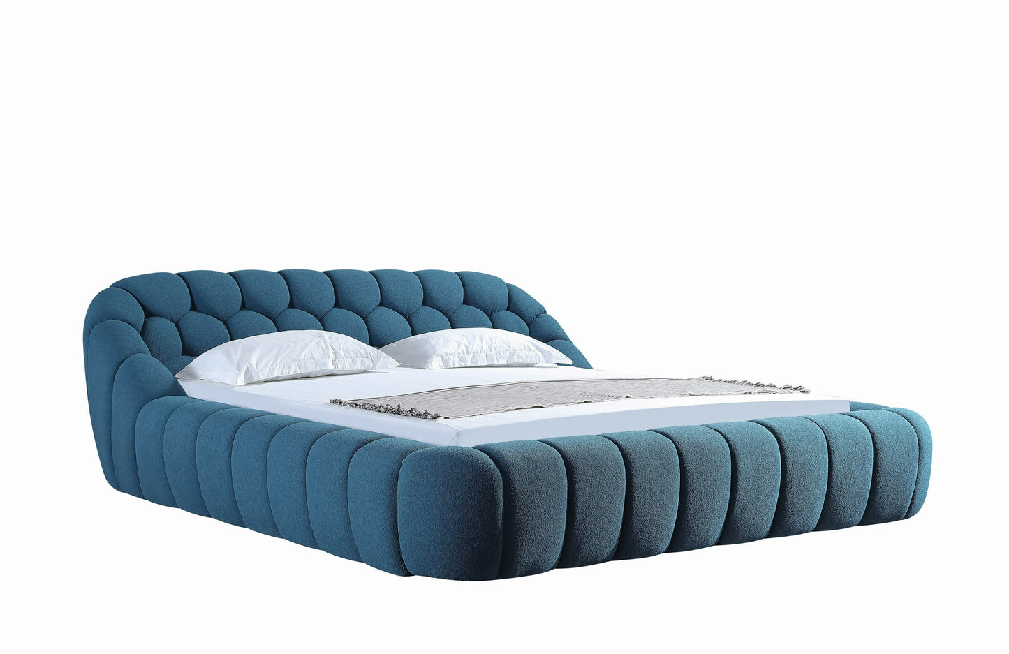 Divani Casa Yolonda - Modern Dark Teal Fabric Bed