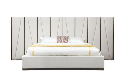 Modrest Nixa - Modern Beige Velvet + Brushed Bronze Bed